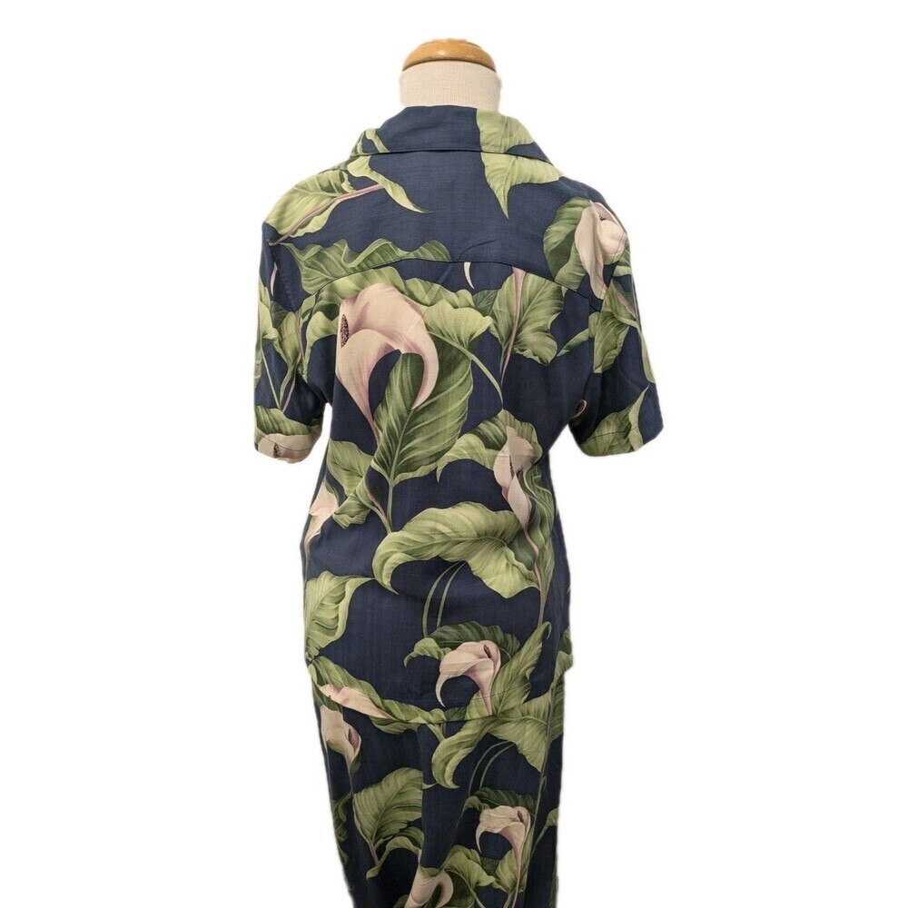 100% Silk Tommy Bahama Floral Hawaiian Top Wrap Skirt Set sz M Lily Resortwear - Picture 11 of 14